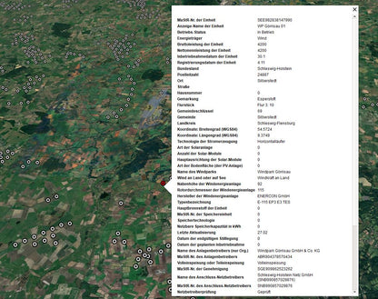 Windkraftkarte Schleswig-Holstein - Alle Daten in einer Datei